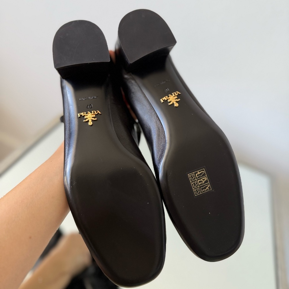 New PRADA Leather Mary Jane Ballerina Pumps - Nero $1,120 40 - Picture 6 of 14